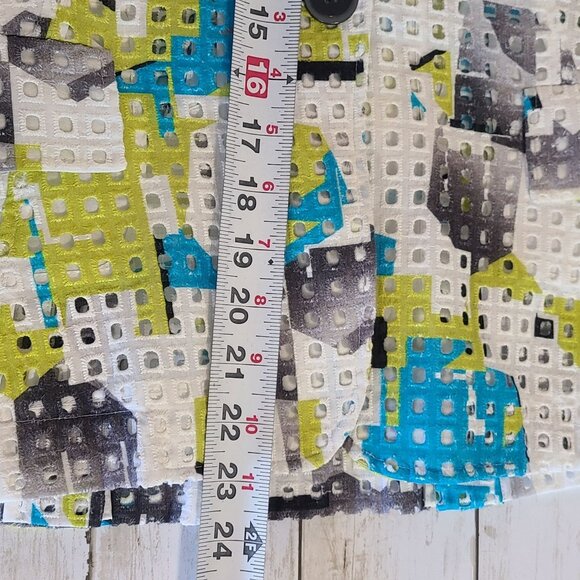 Per Se Cotton Silk Eyelet Blazer Jacket Abstract Art to Wear Dopamine Womens 8 - Picture 7 of 8